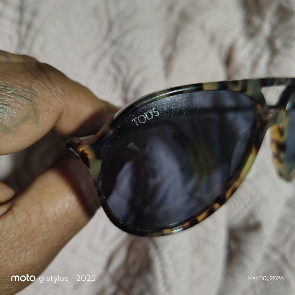 😎🔥MENS TOD'S Tortoiseshell Round Sunglasses Made w/ Leather. AUTHENTIC No Case